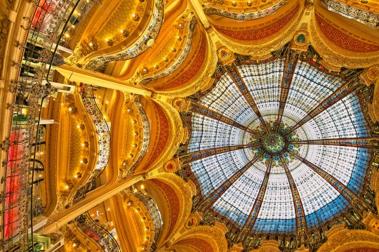 Interior view on dome of Galeries Lafayette; Paris, France
